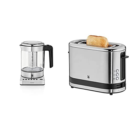 WMF Küchenminis 2 in 1 Vario Wasserkocher mit Temperatureinstellung, 1,0l, 1900 W & Küchenminis 1-Scheiben Toaster Langschlitz XXl-Toast Brötchenaufsatz 7 Bräunungsstufen Überhitzungsschutz 600W von WMF