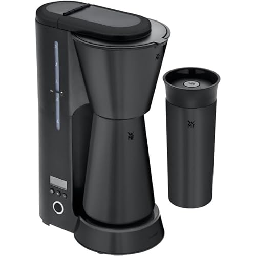 WMF Küchenminis Aroma Filterkaffeemaschine mit Thermoskanne, 870 Watt, Thermobecher to go, kleine Kaffeemaschine to go, Timer, edelstahl schwarz matt von WMF