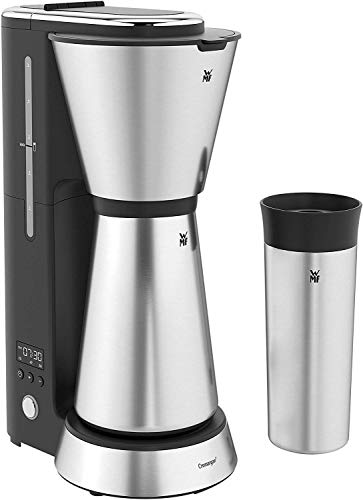 WMF Küchenminis Aroma Filterkaffeemaschine klein mit Thermoskanne, 870 Watt, Thermobecher to go, kleine single Kaffeemaschine mit Timer, cromargan matt von WMF