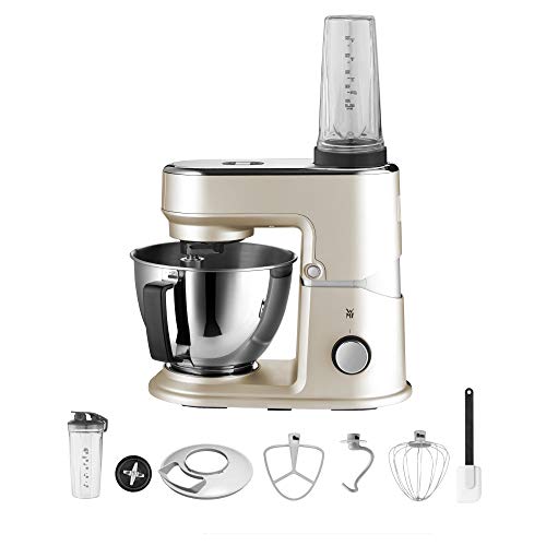 WMF Küchenminis Edition Mini-Küchenmaschine, platzsparend, Mixer für Smoothies, 3l-Schüssel, Softanlauf, Planeten-Rührwerk, 8-stufige Knetmaschine, 3 Rührwerkzeuge, 430W, edelstahl matt, beige von WMF