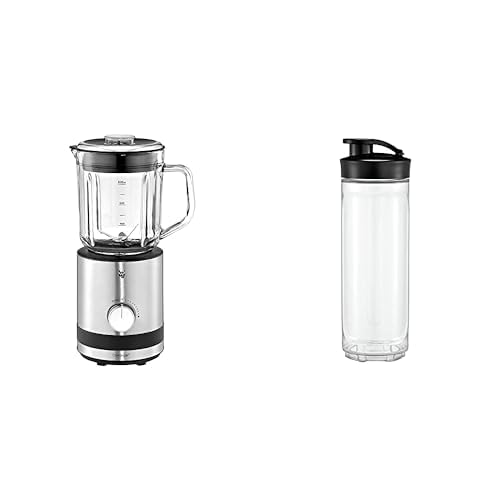 WMF Küchenminis Kompaktmixer, Standmixer, 4 Watt, Glasbehälter,8 l, Pulsstufe, cromargan matt & Kult X Mix & Go/Küchenminis Trinkflasche 600ml, Tritan-Kunststoff, BPA-frei, bruchsicher von WMF