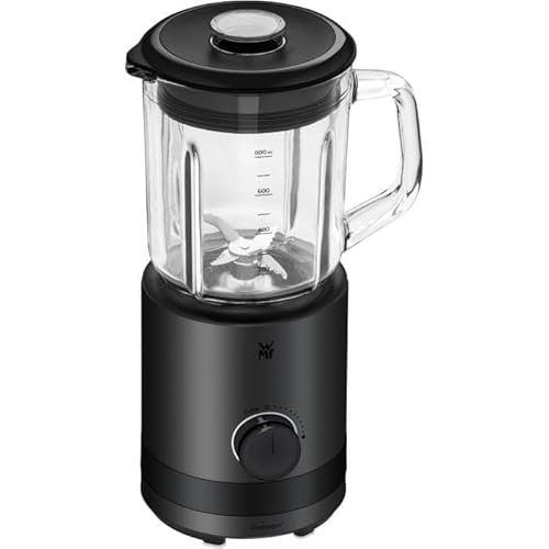 WMF Küchenminis Standmixer 0,8l, Smoothie Maker 400 Watt, Blender aus Cromargan Edelstahl, Standmixer klein mit Glaskrug, 5 Geschwindigkeiten, Pulse-Funktion, perfekt für 1-2 Portionen, schwarz von WMF