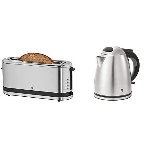 WMF Küchenminis Toaster Langschlitz mit Brötchenaufsatz, 2 Scheiben, XXL, 7 Bräunungsstufen, 9 W & Stelio Wasserkocher Edelstahl 1,2l, elektrischer Wasserkocher mit Kalk-Wasserfilter, 24 W von WMF