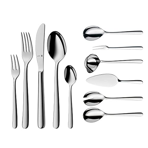 WMF Kult Plus Besteck Set 12 Personen, 66 teilig, 60 Teile mit Servierbesteck, Hohlheftmesser, Cromargan protect poliert, kratzbeständig, spülmaschinenfest von WMF