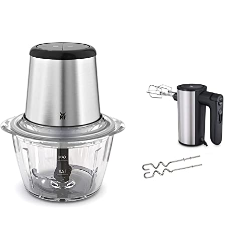 WMF Kult X Edition Zerkleinerer elektrisch mit Glasbehälter, 320 W, 2 Geschwindigkeitsstufen & Kult X Edition Handrührer, Quirl mit 5 Geschwindigkeitsstufen, Handmixer 400 W, schwarz von WMF