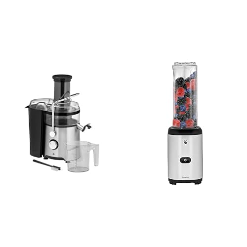 WMF Kult X Entsafter elektrisch Obst Gemüse aus Edelstahl, 500W, Slow Juicer für große Fruchtstücke, edelstahl matt & Kult X Mix & Go Mini Smoothie Maker, Standmixer, Blender elektrisch von WMF