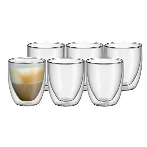 WMF Kult doppelwandige Cappuccino Gläser Set 6-teilig, doppelwandige Gläser 250ml, Schwebeeffekt, Thermogläser, hitzebeständiges Teeglas, Kaffeeglas von WMF
