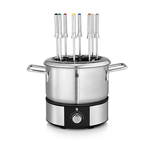 WMF Lono Fondueset für 8 Personen, Fondue elektrisch, 1400 W, Temperaturregulierung, Gabel-Halterung, Induktionstopf 1,2l, Hot Pot, edelstahl matt von WMF