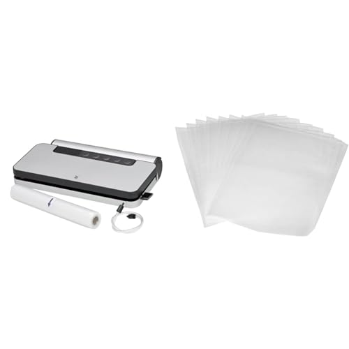 WMF Lono Vakuumiergerät 90 W, Folienschweißgerät mit abnehmbarer Folienbox & Amazon Basics Vakuumierbeutel 22cm x 30 cm, 50 Stück von WMF