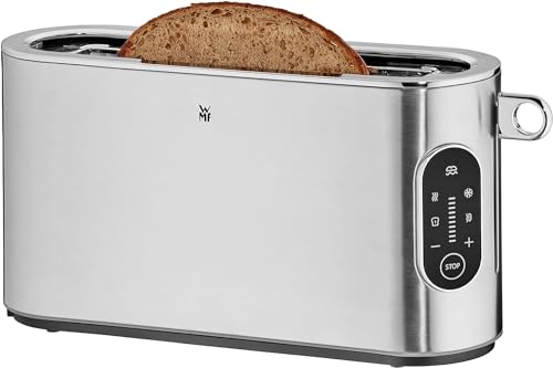 WMF Lumero Toaster 2 Scheiben, Langschlitz mit Brötchenaufsatz, XXL, Einseitiges Toasten, 1-Scheiben-Taste, 10 Bräunungsstufen, Toaster edelstahl matt von WMF