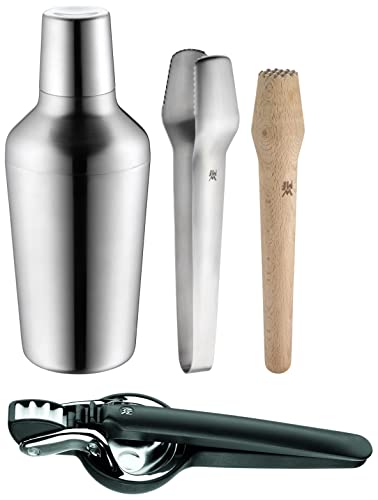 WMF Matroschka Cocktail Set 5-teilig, Barset mit Edelstahl Cocktail Shaker 700ml, Barmaß, Cocktail Sieb, Eiszange und Stößel & Top Tools Zitruspresse manuell 8 cm, Cromargan Edelstahl von WMF