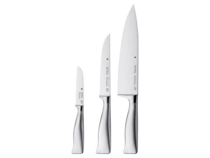 WMF Messer-Set GRAND GOURMET, Klingen aus Klingenstahl, (3-tlg), Cromargan Edelstahl 18/10, Made in Germany, grau silberfarben von WMF