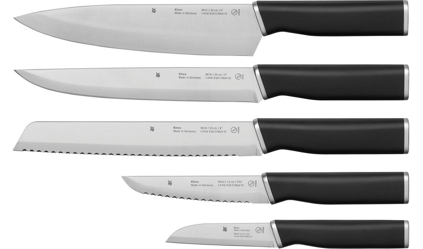 WMF Messer-Set Kineo (Set, 5-tlg., Koch-, Gemüse-, Brot-, Fleisch- & Zubereitungsmesser), Performance Cut, scharf, Premium-Edelstahl, Made in Germany von WMF