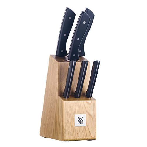WMF Messerblock mit Messerset, 7-teilig, 6 Messer geschmiedet, 1 Block aus Eichenholz Spezialklingenstahl, Edelstahl-Nieten von WMF