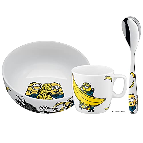 WMF Minions Kindergeschirr Porzellan mit Löffel 3-teilig, ab 3 Jahren, Kinderschale, Kindertasse, Kinderlöffel, Frühstücks-Set, spülmaschinengeeignet, farb- und lebensmittelecht WMF Minions Kindergeschirr Porzellan mit Löffel 3-teilig, ab 3 Jahren, Kinderschale, Kindertasse, Kinderlöffel, Frühstücks-Set, spülmaschinengeeignet, farb- und lebensmittelecht von WMF