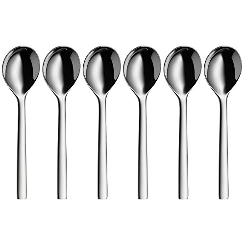 WMF Nuova Suppenlöffel Set 6-teilig, 17 cm, Müslilöffel, Kinderlöffel, Esslöffel, Cromargan Edelstahl poliert spülmaschinengeeignet von WMF