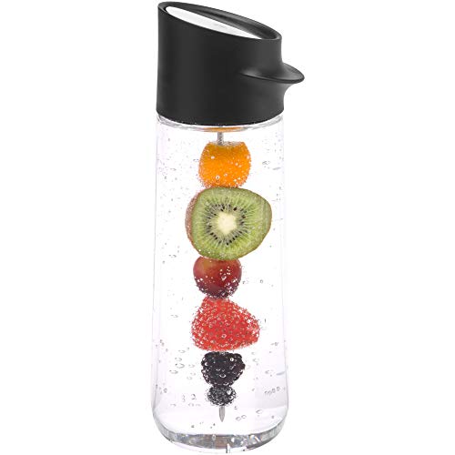 WMF Nuro Wasserkaraffe 1l, mit Fruchtspieß, Höhe 29,7 cm, Glas-Karaffe, CloseUp-Verschluss, schwarz von WMF