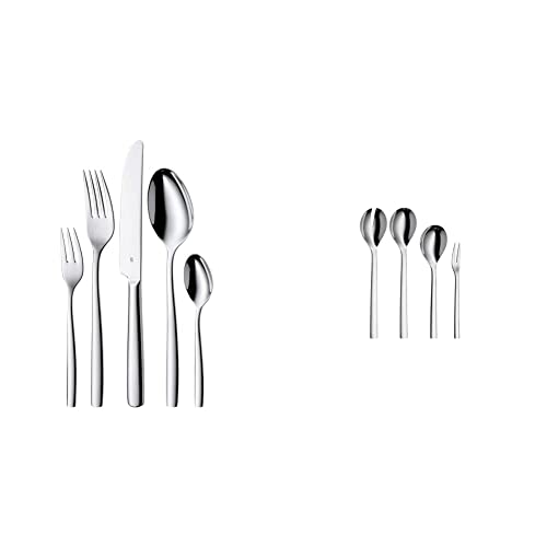 WMF Palma Besteck Set 12 Personen, Essbesteck 60 teilig, Monobloc-Messer & Nuova Servierteile, Set4-teilig, Serviergabel, Servierlöffel und Salatbesteck 30 cm, Cromargan Edelstahl Rostfrei 18/10 von WMF