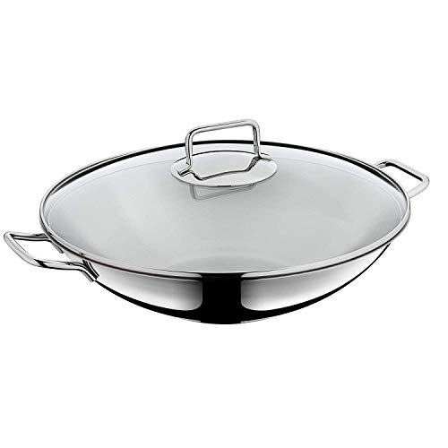 WMF Macao Wok Induktion 2-teilig, Wokpfanne 36 cm mit Glasdeckel, Wok für Induktion, Cromargan Edelstahl poliert, unbeschichtet von WMF