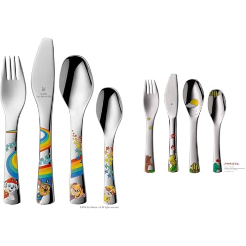 WMF Paw Patrol Kinderbesteck Set 4-teilig & Janosch Kinderbesteck Set 4-teilig, Edelstahl, Besteck für Kinder ab 3 Jahre, Cromargan Poliert, Spülmaschinengeeignet von WMF