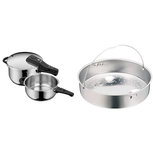 WMF Perfect One Pot Schnellkochtopf Set Induktion 2-teilig & Schnellkochtopf-Zubehör, Dampfer-Einsatz gelocht, 5,8 cm, für Schnellkochtöpfe 3,0-8,5l, Cromargan Edelstahl, spülmaschinengeeignet von WMF