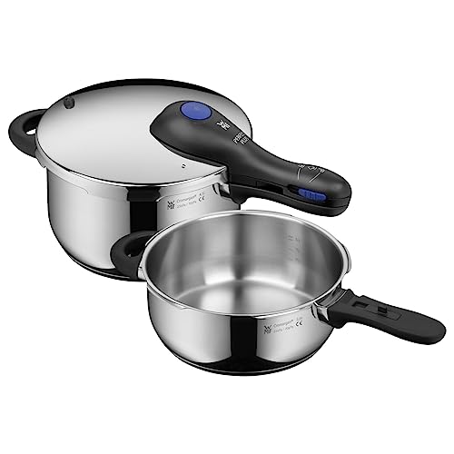 WMF Perfect Plus One Pot Schnellkochtopf Set Induktion 2-teilig, Dampfkochtopf 4,5l + 3l, großes Kochsignal, 2 Kochstufen, abnehmbarer Deckelgriff von WMF