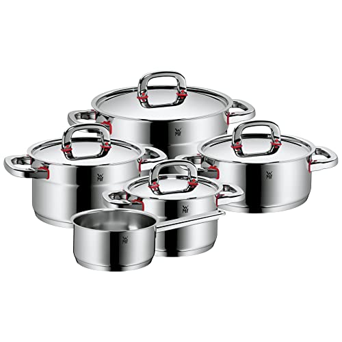 WMF Premium One Topfset Induktion 5-teilig, Kochtopf Set mit Metalldeckel, Cromargan Edelstahl poliert, Induktions Töpfe Set unbeschichtet, Innenskalierung, für alle Herdarten geeignet, backofenfest von WMF