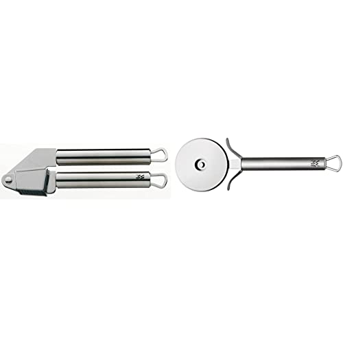 WMF Profi Plus Knoblauchpresse 17,5 cm, Cromargan Edelstahl teilmattiert, spülmaschinengeeignet & Profi Plus Pizzaschneider 19,8 cm, Pizzaroller, Pizza Cutter, Cromargan Edelstahl teilmattiert von WMF