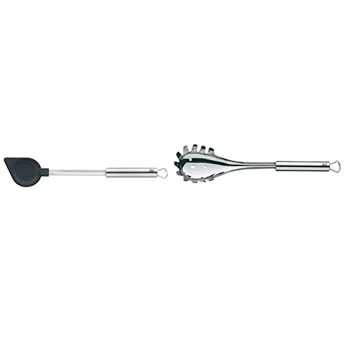 WMF Profi Plus Kochlöffel 32 cm, Cromargan Edelstahl teilmattiert & Profi Plus Spaghettilöffel 32 cm, Cromargan Edelstahl teilmattiert, ideal als Nudelzange und Spaghettizange, spülmaschinengeeignet von WMF