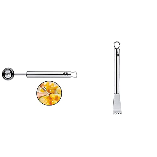 WMF Profi Plus Melonenausstecher Kugeln 15 cm, Kugelausstecher mit Ablaufloch, kleiner Portionierer, Cromargan Edelstahl teilmattiert & Profi Plus Zitronenschaber 14,5 cm, Zestenrreisser von WMF