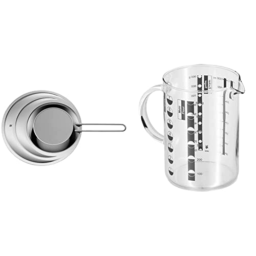 WMF ProfiPlus Spritzschutz mit einschiebbarem Griff spülmaschinengeeignet & Messbecher 1 l Gourmet aus hitzebeständigem Glas von WMF