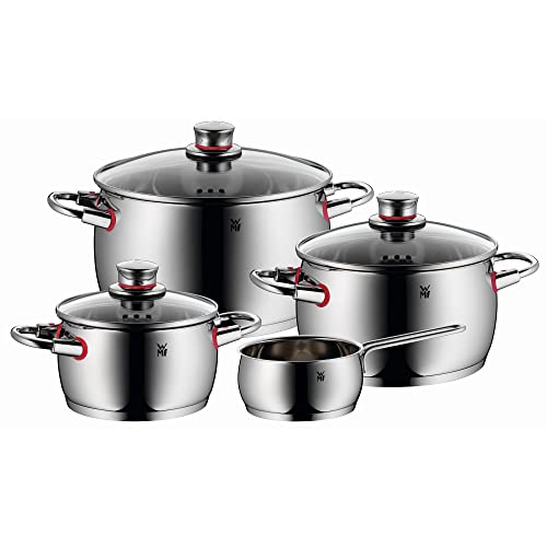 WMF Quality One Topfset Induktion 4-teilig, Kochtopf Set mit Glasdeckel, Cromargan Edelstahl poliert, Induktions Töpfe Set unbeschichtet, Dampföffnung von WMF