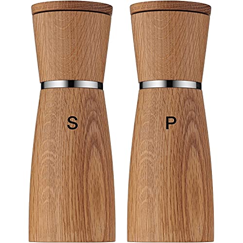 WMF Ceramill Nature Salz und Pfeffermühle-Set 2-teilig, 17,9 cm, unbefüllt, Holz Keramikmahlwerk, Mühle für Salz, Pfeffer, Chillischoten von WMF