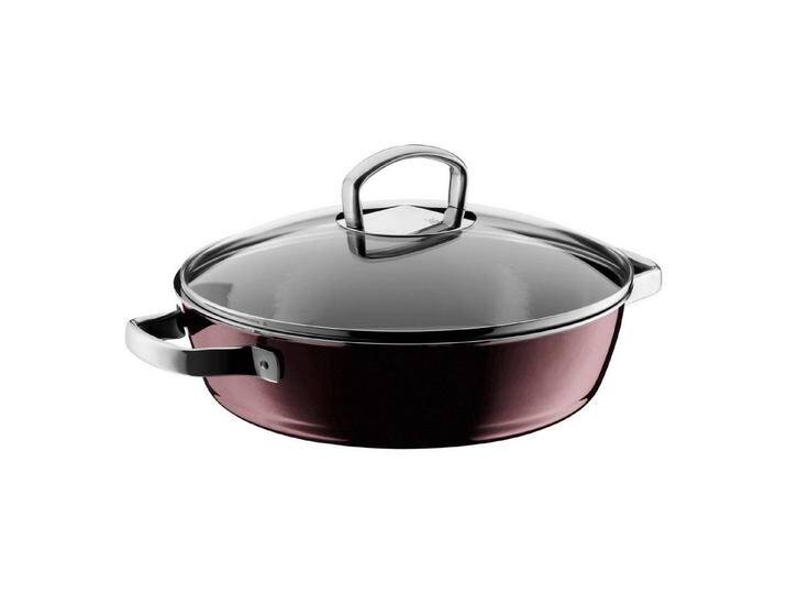 WMF Schmorpfanne, Fusiontec (1-tlg., Servier-/ Bratpfanne mit Deckel 28 cm (V 4,1l, Höhe mit Deckel 22 cm), - optimal für Herdplatten mit Ø 22 cm, rot von WMF
