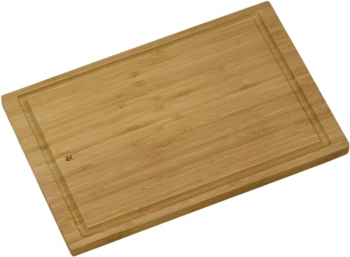 WMF Schneidebrett Bambus natur, 38 x 25 x 1,9 cm, Hackbrett, Bambus Brett, Holzbrett rechteckig, Schneidebrett Holz, Tranchierbrett mit Saftrille, Küchenbrett klingenschonend von WMF