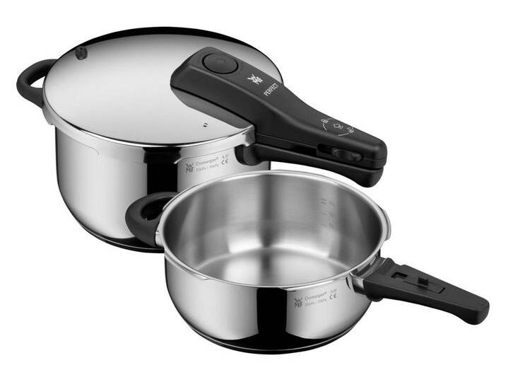 WMF Schnellkochtopf Perfect, Cromargan® Edelstahl Rostfrei 18/10 (Set, 2-tlg., 1x Schnellkochtopf 4,5 I mit Deckel und 1x Schnellbratpfanne 3,0 l) von WMF