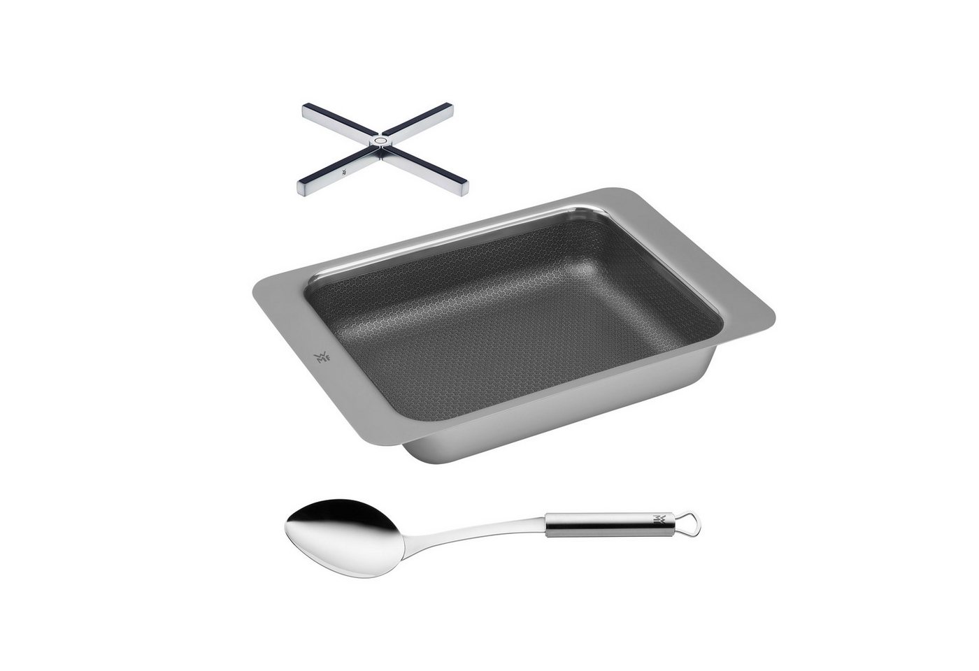 WMF Servierlöffel, Brat- und Auflaufform und Topfuntersetzer klappbar, Set 3-teilig WMF Servierlöffel, Brat- und Auflaufform und Topfuntersetzer klappbar, Set 3-teilig von WMF