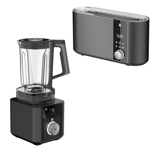 WMF Set 2-teilig Master Toaster Langschlitz motorisiert, Toaster 2 Scheiben, XXL-Toast, automatische Brotzentrierung und WMF Master Hochleistungsmixer, Standmixer mit Mixbehälter 1,75l, Ice-Crush von WMF