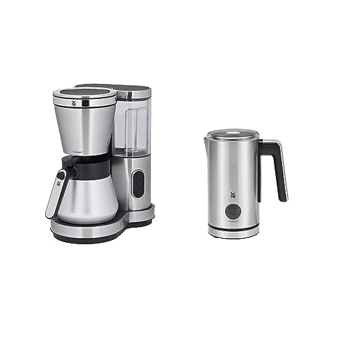 WMF Set Lono Filterkaffeemaschine (800 W, mit Thermoskanne, Filterkaffee, 8 Tassen) und Stelio Milchaufschäumer (500 W, 150-250 ml, Antihaftbeschichtung) cromargan matt / silber von WMF