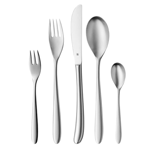 WMF Silk Edelstahl Besteck Set 6 Personen, Essbesteck Set 30 teilig, Monobloc-Messer, Cromargan Edelstahl mattiert, spülmaschinenfest WMF Silk Edelstahl Besteck Set 6 Personen, Essbesteck Set 30 teilig, Monobloc-Messer, Cromargan Edelstahl mattiert, spülmaschinenfest von WMF