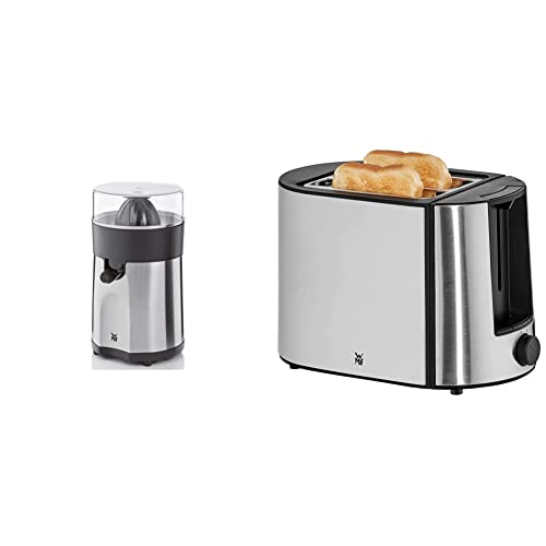 WMF Stelio Saftpresse elektrisch, Zitruspresse, Orangenpresse, 85 Watt, 2 Presskegel & Bueno Pro Toaster Edelstahl, Doppelschlitz Toaster mit Brötchenaufsatz, 2 Scheiben, 6 Bräunungsstufen, 870 W von WMF