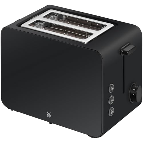 WMF Stelio Toaster 2 Scheiben Edelstahl, Doppelschlitz Toaster mit Brötchenaufsatz, Bagel-Funktion, 7 Bräunungsstufen, 900 W, Toaster edelstahl matt schwarz von WMF