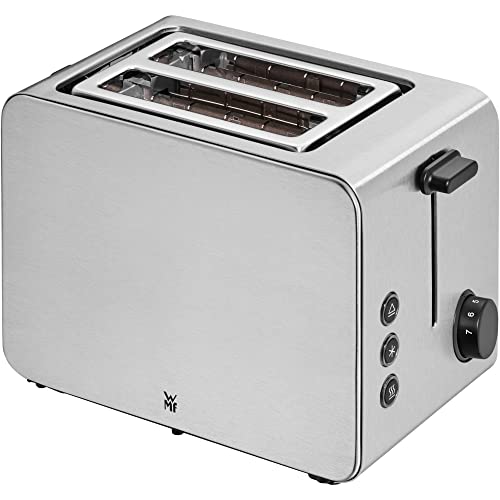 WMF Stelio Toaster 2 Scheiben Edelstahl, Doppelschlitz mit Brötchenaufsatz, Bagel-Funktion, 7 Bräunungsstufen, 900 W, Toaster edelstahl matt silber von WMF