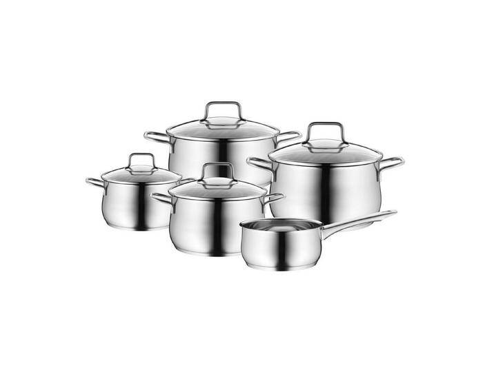 WMF Topf-Set 0739156030 Mattea, (5-tlg., 1x Bratentopf mit Deckel Ø 20 cm (ca. 3l), 1x Fleischtopf mit Deckel), silberfarben von WMF