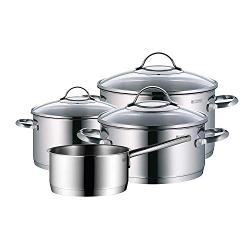 WMF Provence Plus Topfset Induktion 4-teilig, Kochtopf Set mit Glasdeckel, Cromargan Edelstahl poliert, Töpfe Set unbeschichtet von WMF