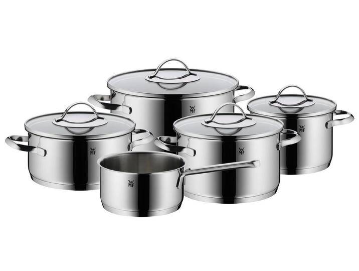 WMF Topf-Set Aparto, Cromargan Edelstahl rostfrei 18/10 (5-tlg., 1x Bratentopf, 3x Fleischtopf, 1x Stielkasserolle), mit Glasdeckel von WMF