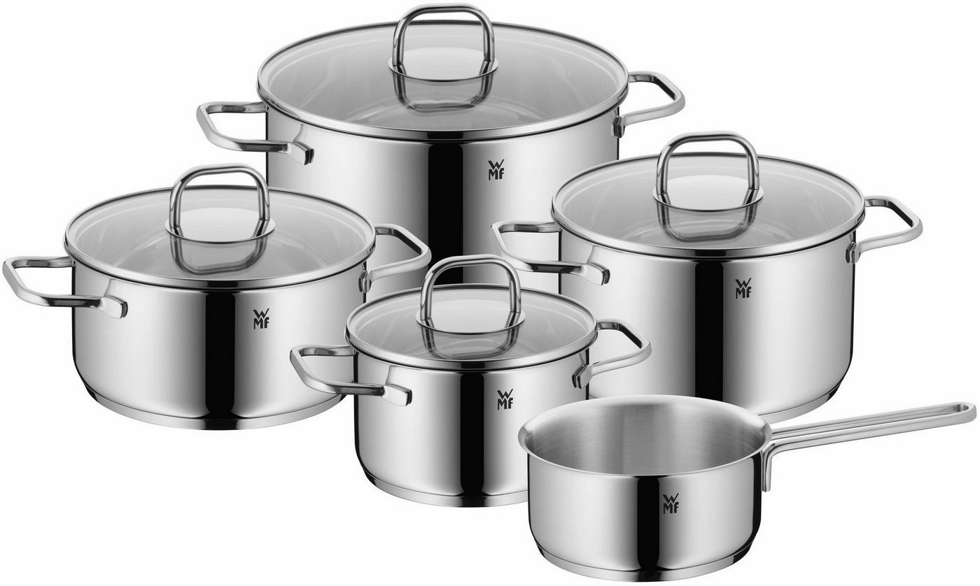 WMF Topf-Set Inspiration, Cromargan® Edelstahl Rostfrei 18/10 (Set, 9-tlg., Bratentopf Ø 20 cm, Fleischtopf Ø 16/20/24 cm, Stielkasserolle Ø 16 cm), Induktion von WMF