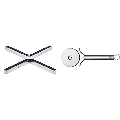 WMF Topfuntersetzer Mister X Cromargan Edelstahl rostfrei mattiert & Pizzaschneider 19,8 cm Profi Plus Cromargan Edelstahl rostfrei teilmattiert spülmaschinengeeignet von WMF