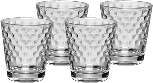 WMF CoffeeTime Wassergläser Set 4-teilig, Gläser 265 ml mit Wabenmuster, Tumbler, Cocktail, hitzebeständiges Kristallglas, spülmaschinengeeignet von WMF