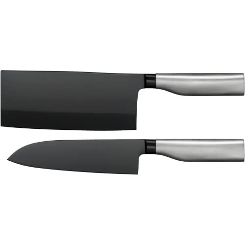 WMF Ultimate Black Messerset 2teilig, Made in Germany, Küchenmesser dauerhaft scharf, Diamond Cut, immerwährende Schärfe, sicherer Fingerschutz, ergonomischer Griff von WMF